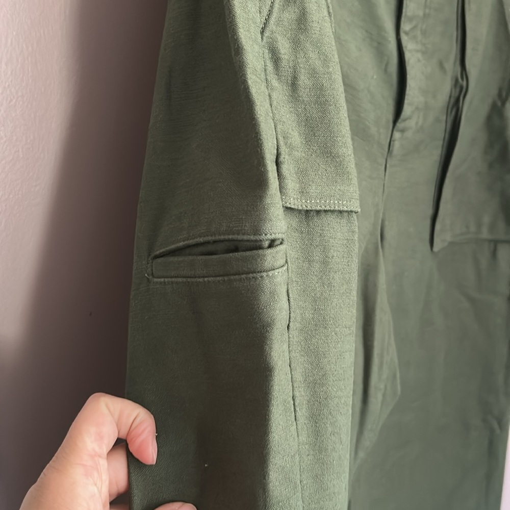 J.Crew Green Wide Leg Cargo Sateen Cotton High Rise Size 14 - Picture 8 of 11